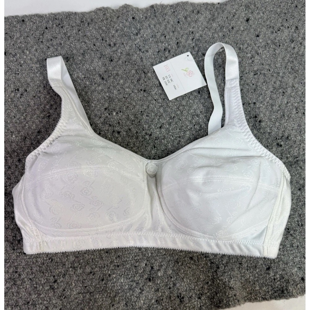 ABC Mastectomy Bra Style 103 38C Rose Pattern White New Wireless